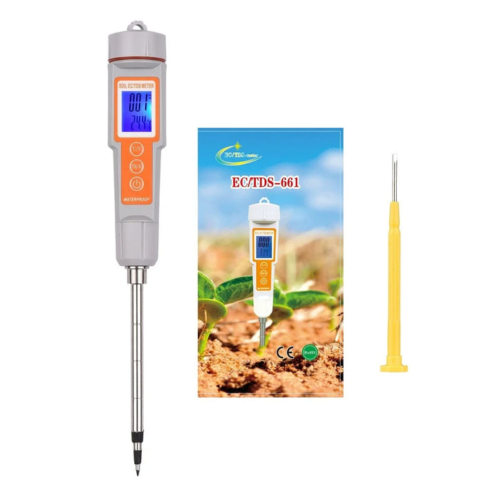 3 in 1 Soil Tester Backlight Screen EC/TDS/Temperature Digital Soil Test Probe Meter Portable Soil Salinity Tester for Greenhouse Garden Farm Orchard - 2