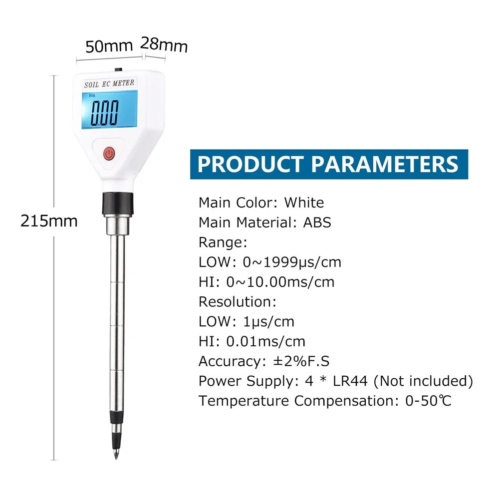 Portable Soil EC Meter Backlight Screen Digital Soil Salinity Tester for Greenhouse Garden Farm Orchard - 4