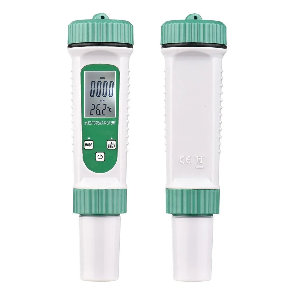 6 in 1 Digital Water Quality Tester PH/EC/TDS/SALT/S.G/Temperature Monitor Portable Testing Meter Analyzer for Drinking Water Aquarium Hydroponics Lab - 7