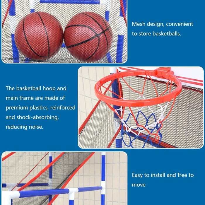 Indoor/Outdoor Basketball Arcade Game Sport Basketball Hoop Single Shot with 2 Basketballs Inflator - 4