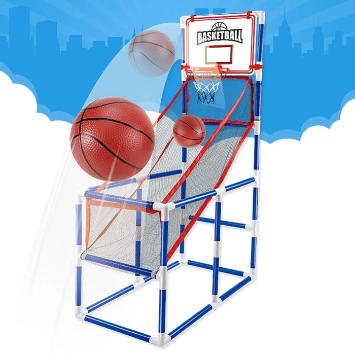 Indoor/Outdoor Basketball Arcade Game Sport Basketball Hoop Single Shot with 2 Basketballs Inflator - 7