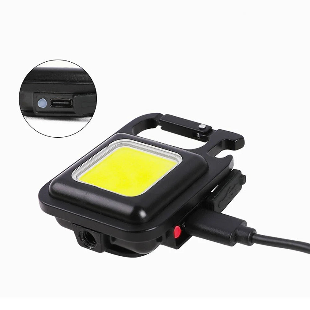 Mini LED Flashlight Portable Rechargeable Emergency Light COB Working Lamp 4 Light Modes Bottle Opener Magnet Base for Outdoor Camping Hiking Inspection - 3