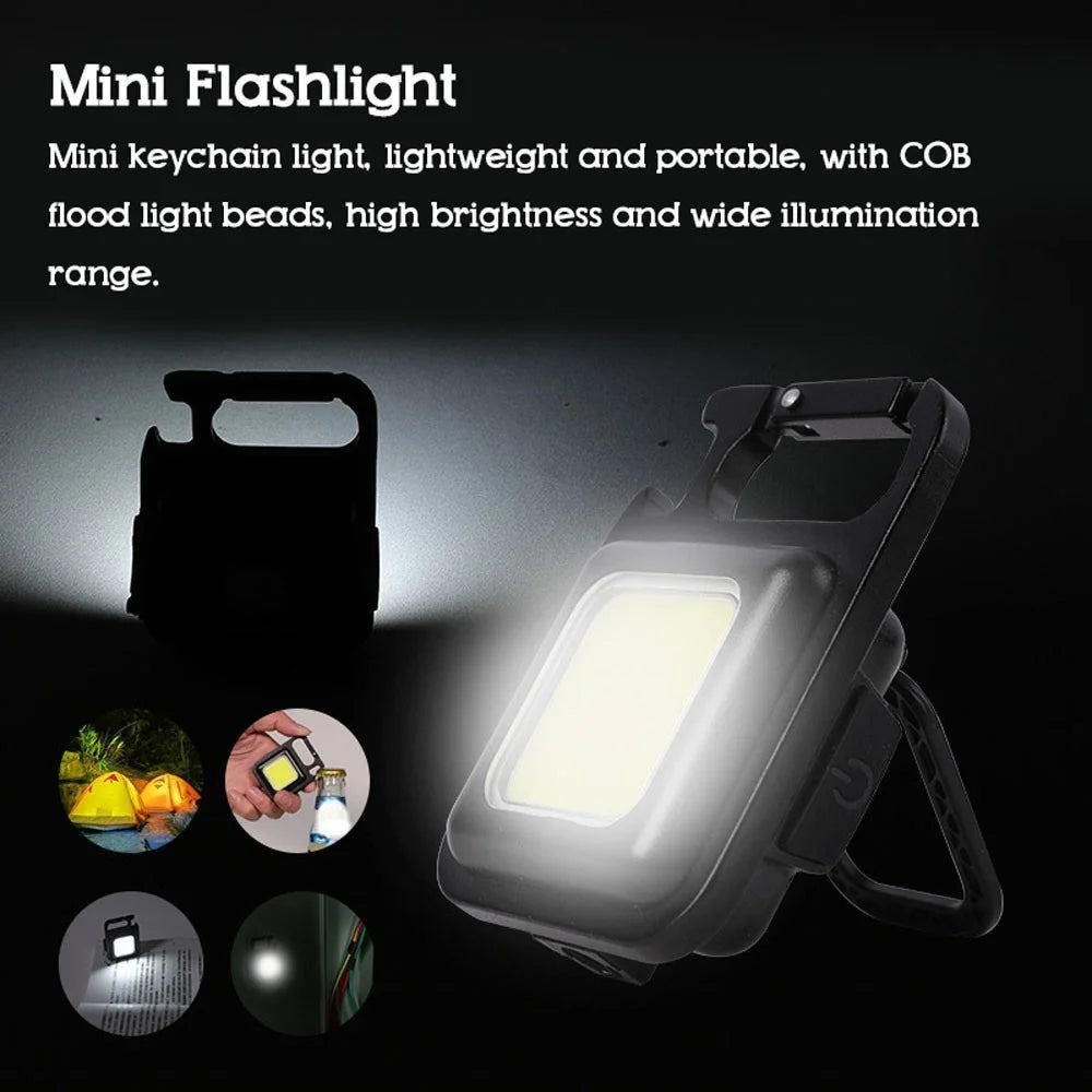 Mini LED Flashlight Portable Rechargeable Emergency Light COB Working Lamp 4 Light Modes Bottle Opener Magnet Base for Outdoor Camping Hiking Inspection - 6