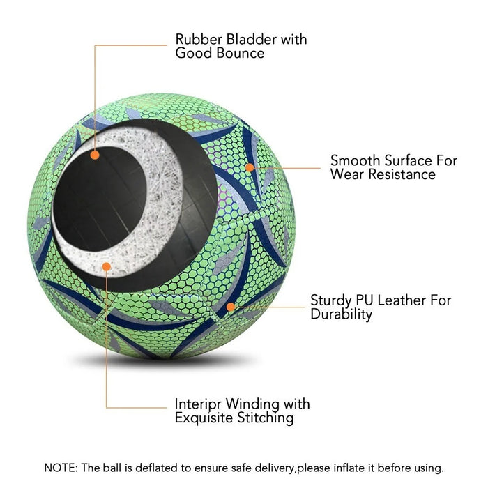 Night Glowing Reflective Soccer Ball with Mesh Pouch Light Up Camera Flash Soccer Ball for Indoor Outdoor Training - Size 5 - 2