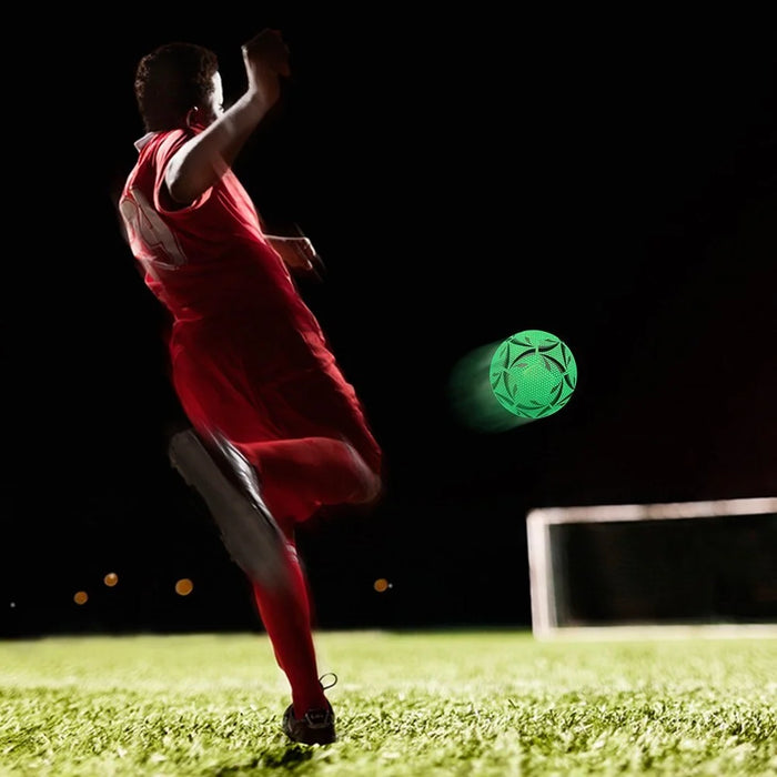 Night Glowing Reflective Soccer Ball with Mesh Pouch Light Up Camera Flash Soccer Ball for Indoor Outdoor Training - Size 5 - 3