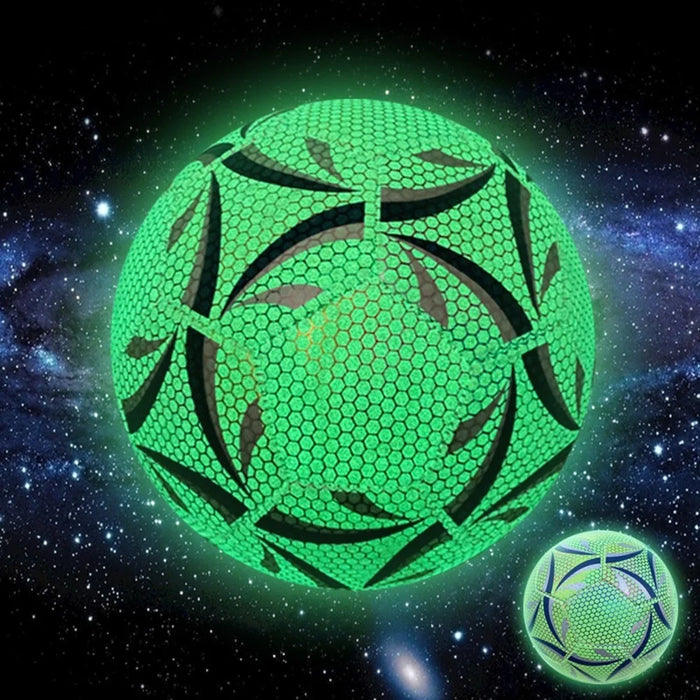 Night Glowing Reflective Soccer Ball with Mesh Pouch Light Up Camera Flash Soccer Ball for Indoor Outdoor Training - Size 5 - 6