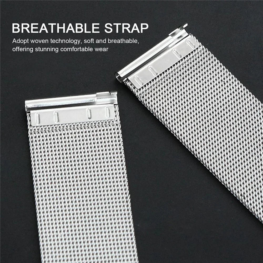 22mm Metal Stainless Steel Band Quick Release Mesh Bracelet Replacement Wristband Strap - Silver - 6