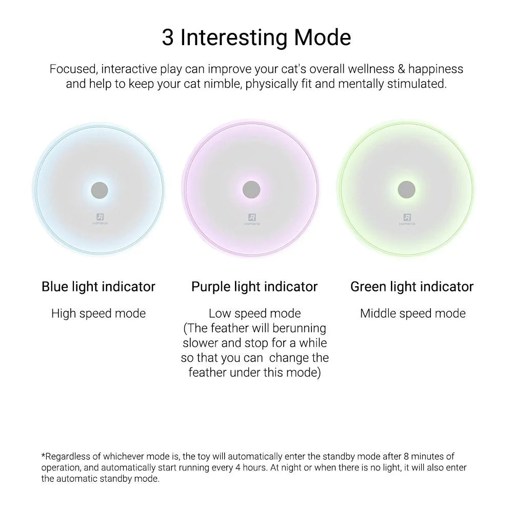 HOMERUN Smart Cat Toy Pet Toy Ambush Interactive Electronic Cat Toy with Rotating Feather/3 Playing Modes - 5