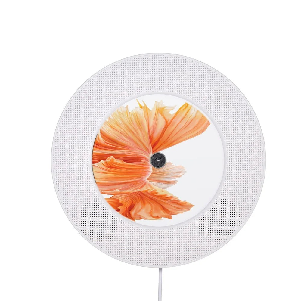 LED Display Wall Mountable CD Player Bluetooth-compatible Speaker with Remote Control FM Radio 3.5mm AUX Input TF Card U Disk Music Player Timing Function - White/EU Plug - 7