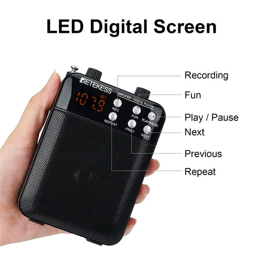 RETEKESS TR619W Portable Amplifier Digital FM Radio Player Support USB TF Card Socket AUX In - 2