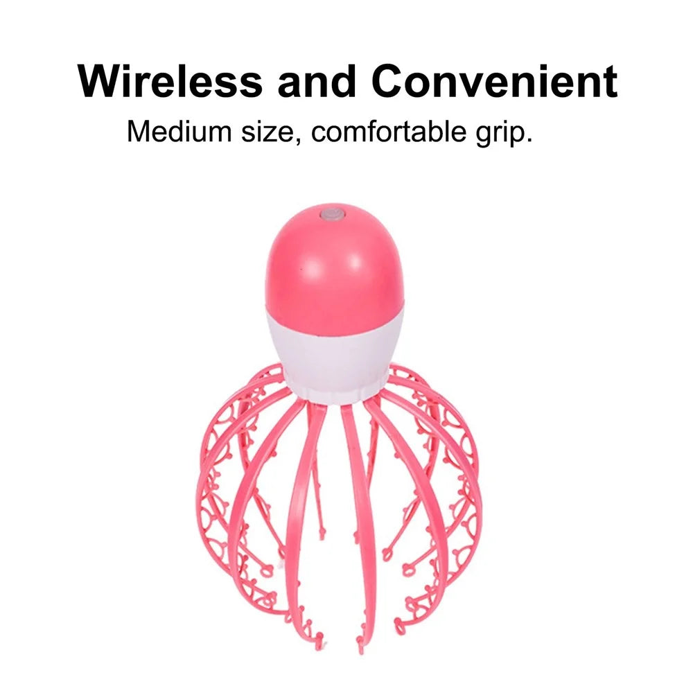 Electric Head Scalp Massager Release Stress Alleviate Fatigue Vibration Massager Claw Octopus Portable Removable Massage Device - Blue - 5