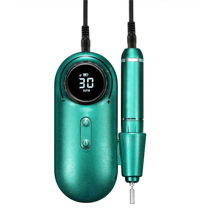 Electric Nail Drill Polish Kit 30000RPM Nail File Manicure Pedicure Tool with 6 Drill Bits Sanding Bands - Green - 2