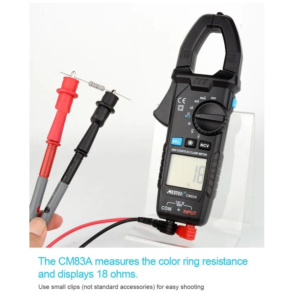 MESTEK Digital Clamp Meter 600A AC Current 600V AC/DC Voltage Capacitance Measurement Tester Multimeter Measurement Tool - CM83B Auto Range - 5