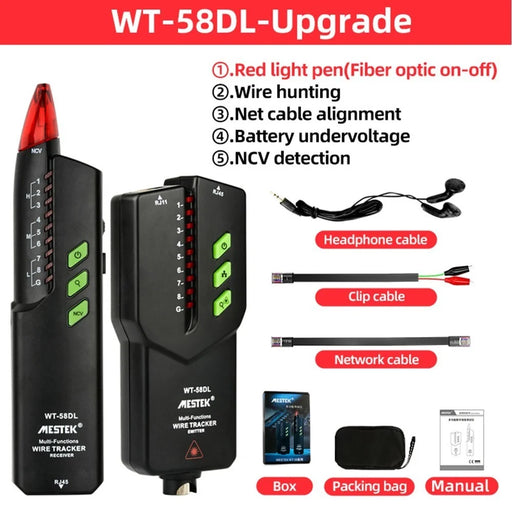 MESTEK WT-58DL Handheld Network Cable Tester Wire Tracker Electrical Line Finding Testing Detector for Network Maintenance Collation - 2