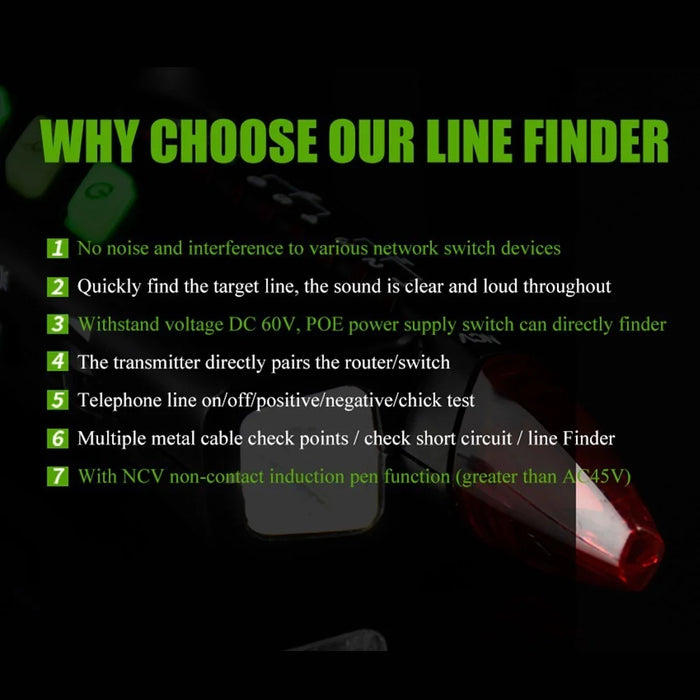 MESTEK WT-58DL Handheld Network Cable Tester Wire Tracker Electrical Line Finding Testing Detector for Network Maintenance Collation - 4