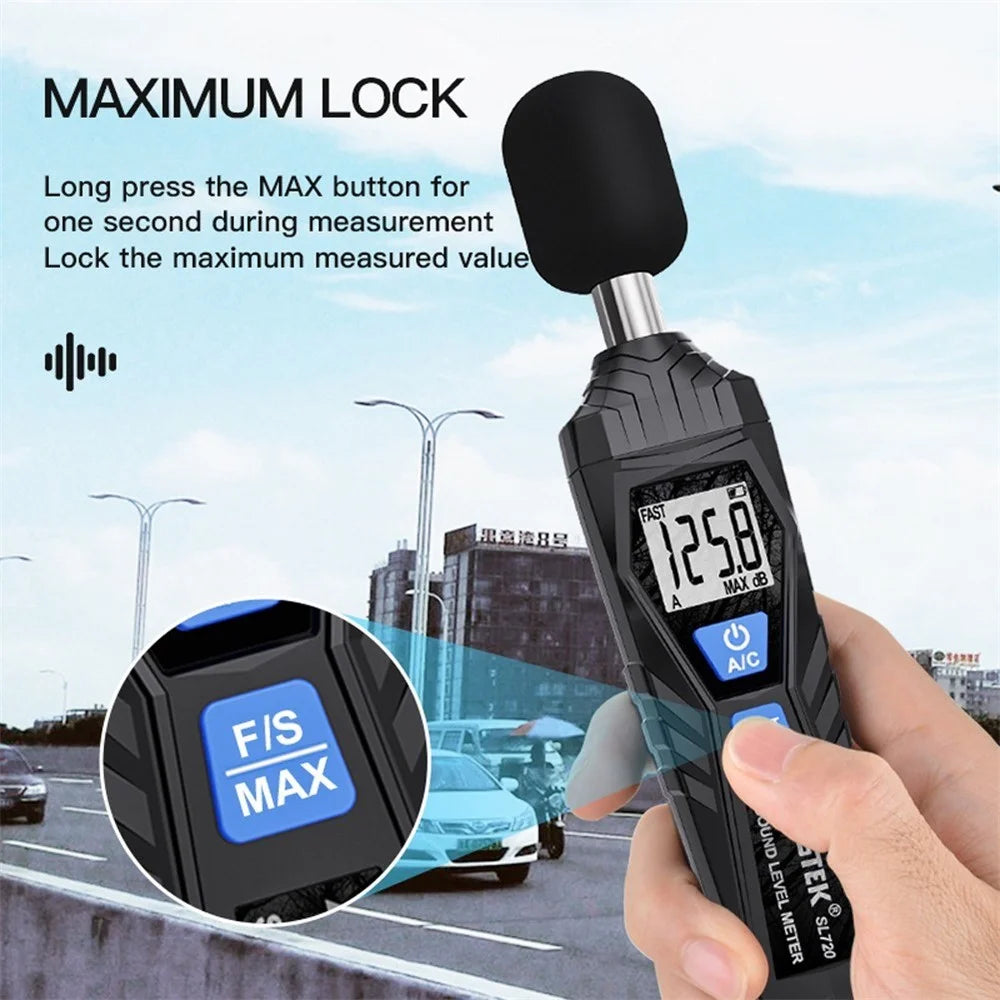MESTEK SL720 30-130dB Meter Noise Detector Audio Sound Level Monitor Measuring Tool - 6