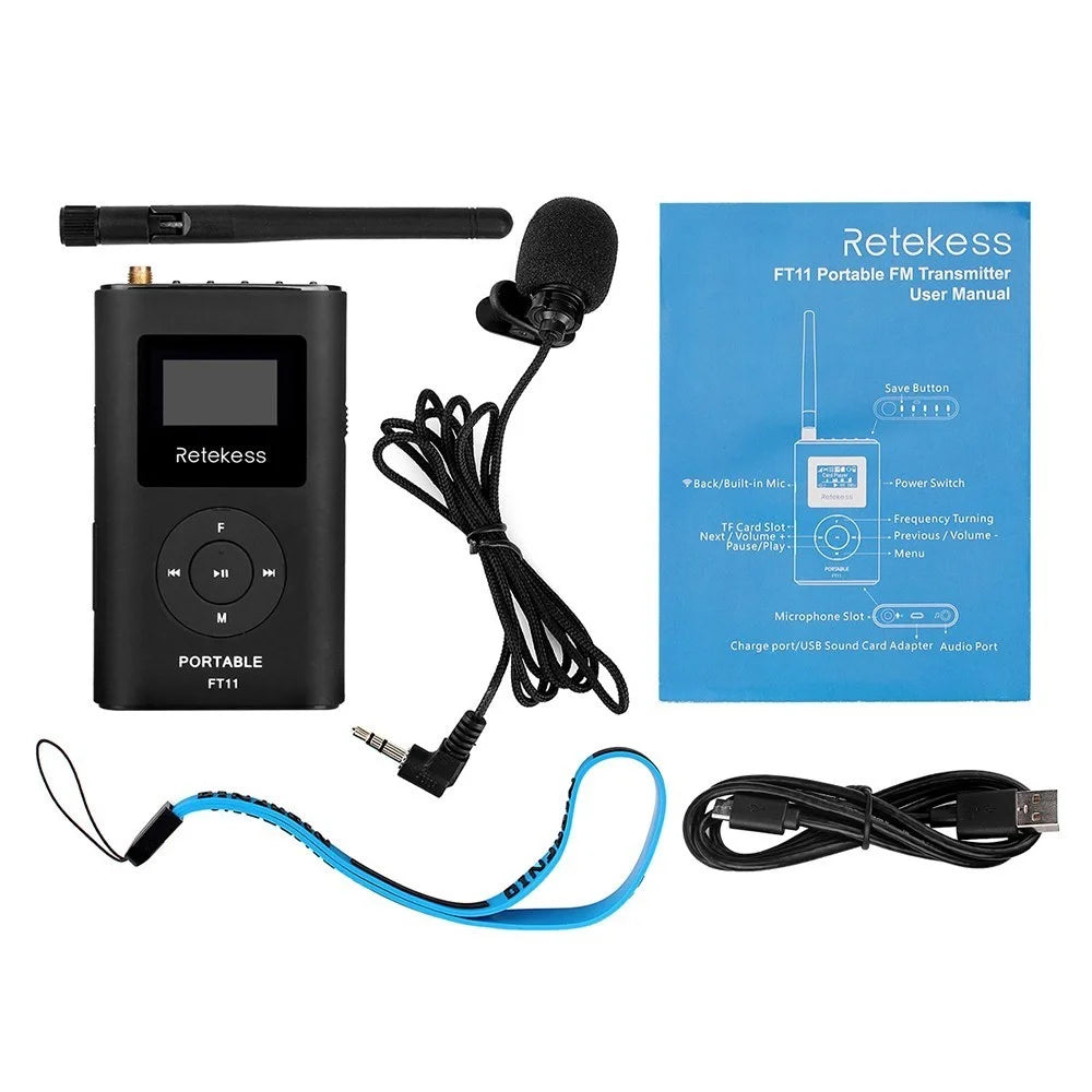 RETEKESS FT11 Handheld FM Transmitter Portable MP3 Broadcast Radio AUX IN TF Card Slot 1500mAh Battery for Car Meeting Tour Guide - 2
