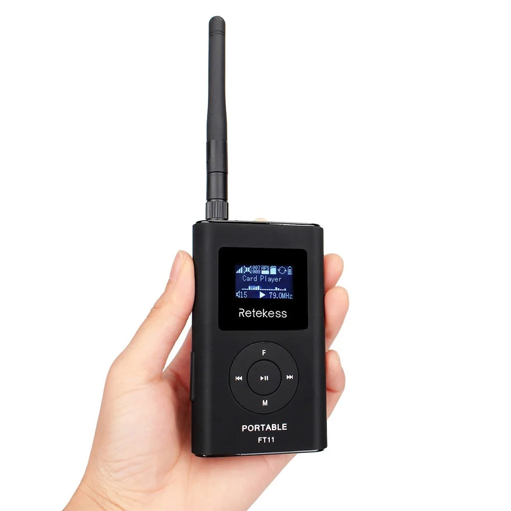 RETEKESS FT11 Handheld FM Transmitter Portable MP3 Broadcast Radio AUX IN TF Card Slot 1500mAh Battery for Car Meeting Tour Guide - 5