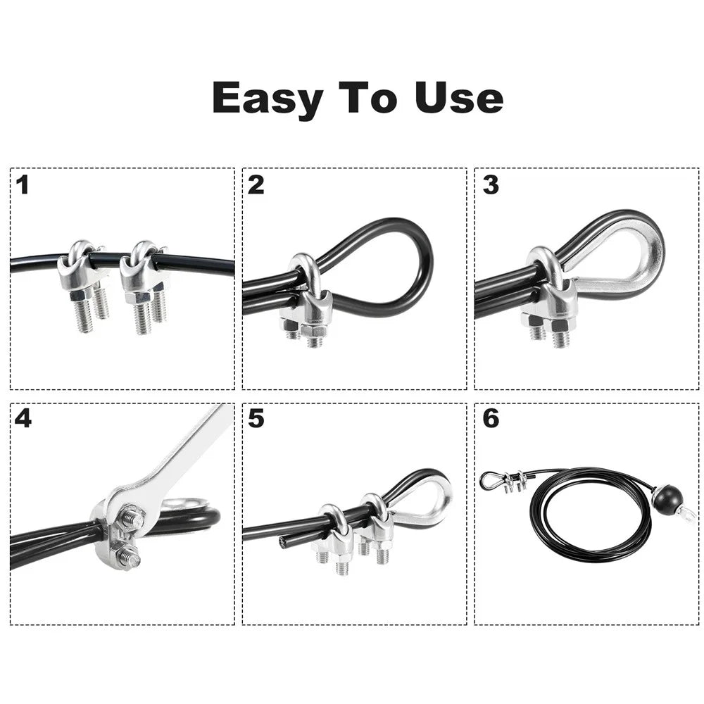 2.5m Gym Cable Steel Wire Fitness Pulley Cable for Home Gym Cable Machine Weight Lift Pulley System - 4