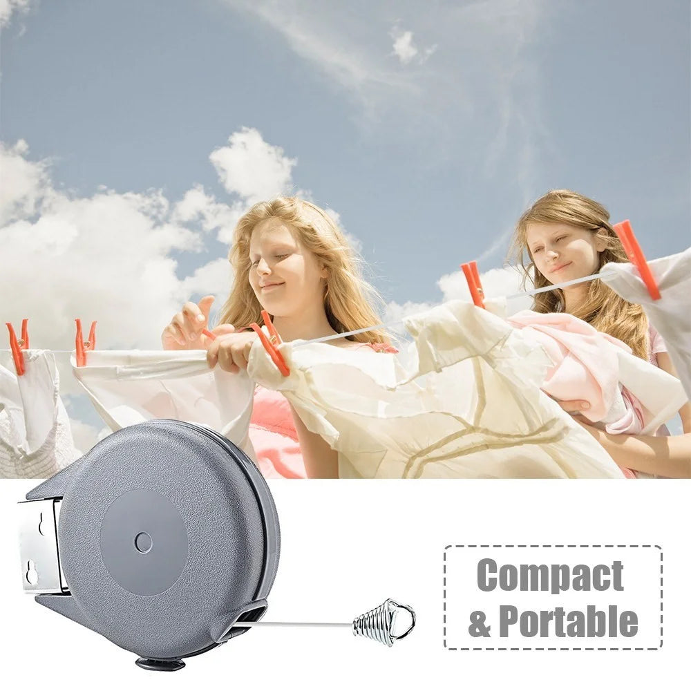 Portable Retractable Clothesline Heavy Duty PVC Clothes Drying Line Indoor Outdoor 49 Feet Clothes Drying Rack - 5