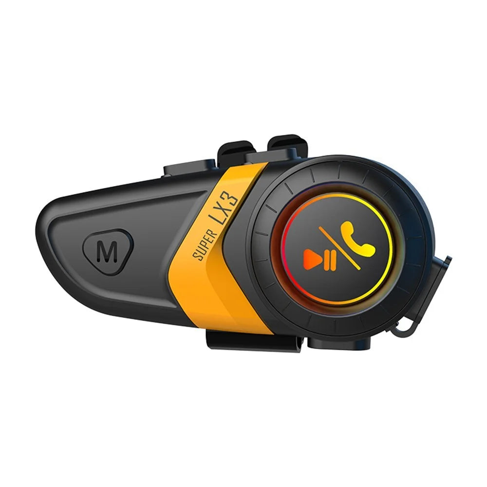 SUPER LX3 Bluetooth-compatible 5.0 Headset Motorcycle Motorbike Helmet Intercom Interphone for Riding Skiing Snowmobile Scooter - Orange - 1