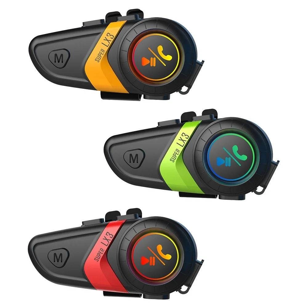 SUPER LX3 Bluetooth-compatible 5.0 Headset Motorcycle Motorbike Helmet Intercom Interphone for Riding Skiing Snowmobile Scooter - Orange - 4