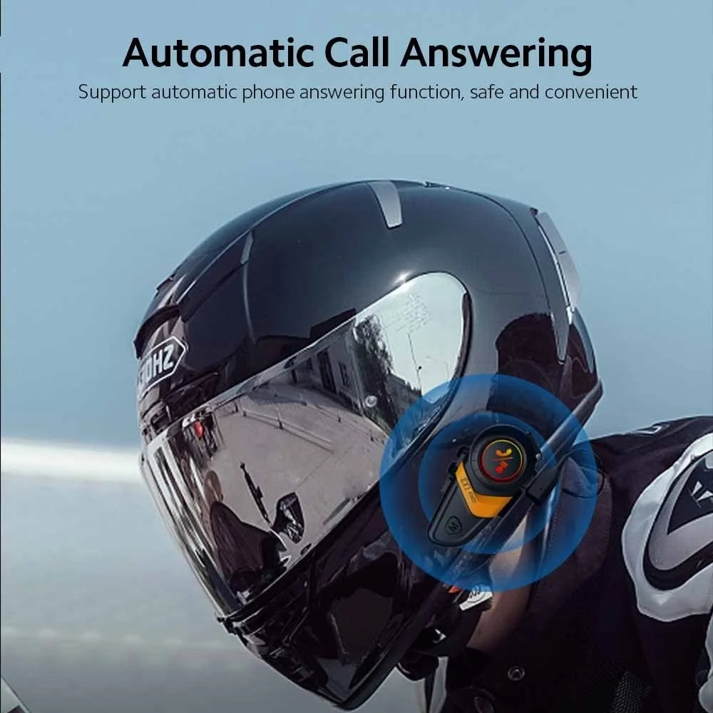 SUPER LX3 Bluetooth-compatible 5.0 Headset Motorcycle Motorbike Helmet Intercom Interphone for Riding Skiing Snowmobile Scooter - Orange - 7