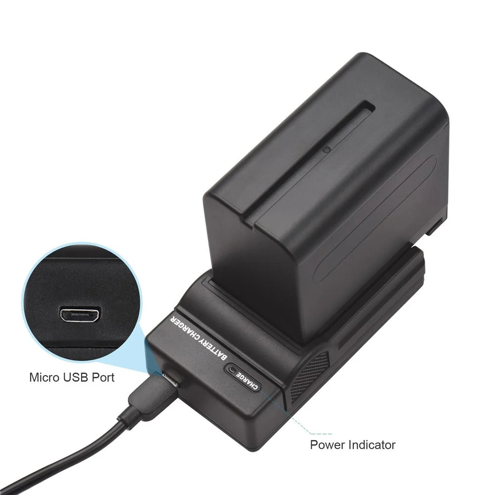 NP-F960/NP-F970 Multiple Protection Portable Camera Battery and Charger Kit 1PC 7.2V 7800mAh Large Rechargeable Battery with USB Cable Replacement for SONY NP-F550 F570 F750 F770 F960 F970 - 2