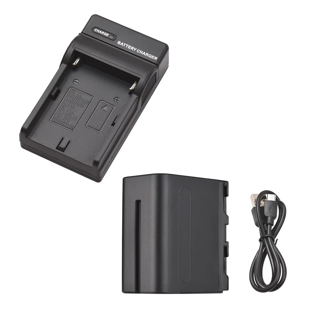NP-F960/NP-F970 Multiple Protection Portable Camera Battery and Charger Kit 1PC 7.2V 7800mAh Large Rechargeable Battery with USB Cable Replacement for SONY NP-F550 F570 F750 F770 F960 F970 - 4