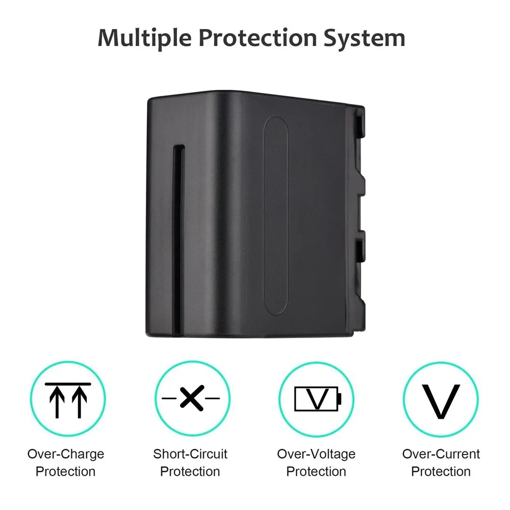 NP-F960/NP-F970 Multiple Protection Portable Camera Battery and Charger Kit 1PC 7.2V 7800mAh Large Rechargeable Battery with USB Cable Replacement for SONY NP-F550 F570 F750 F770 F960 F970 - 6