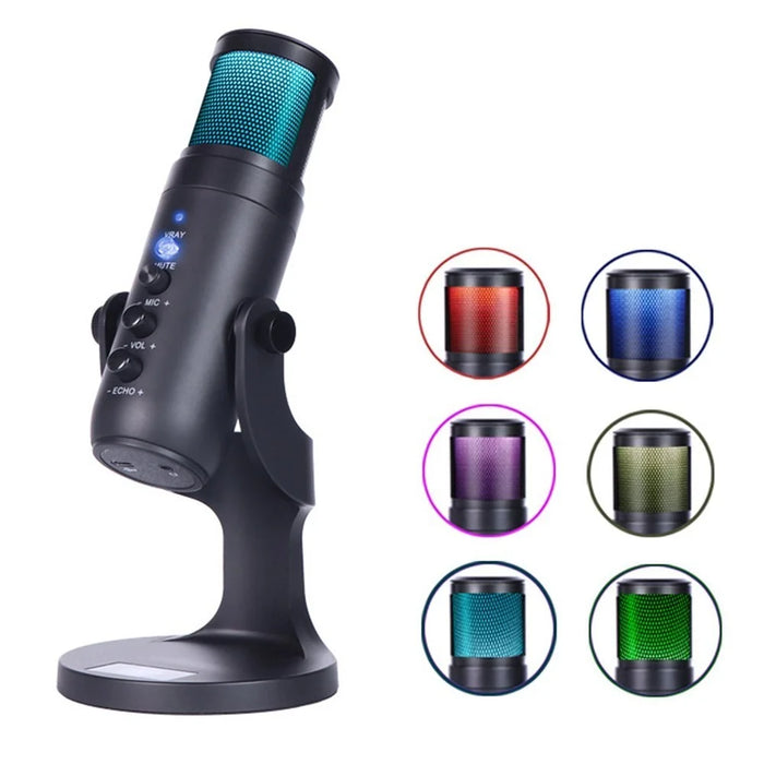 Desktop Mini Condenser Microphone RGB Microphone with Stand for Streaming Podcasting Instrument Recording - 6