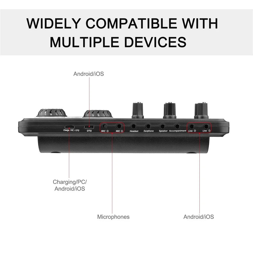 SK600 Audio Interface Audio Mixer BT Wireless Connection External Sound Card for Recording Streaming - 7