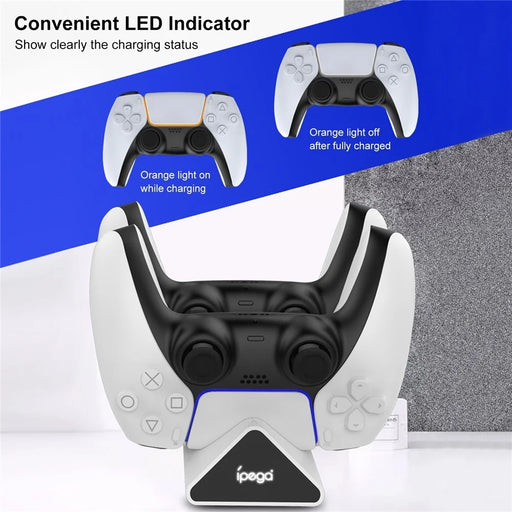 IPEGA PG-P5012 Controller Charging Dock Dual PS5 Controller Charger Station Stand with LED-Indicator - 2