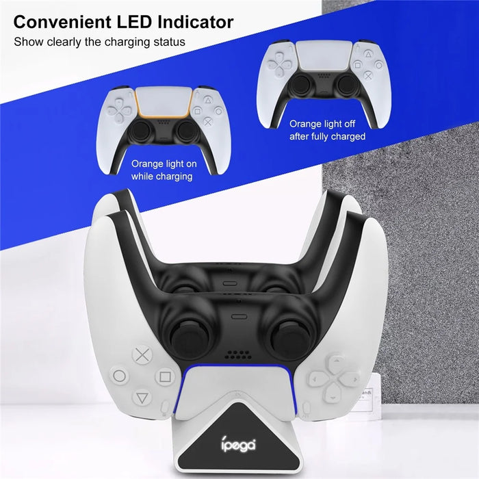 IPEGA PG-P5012 Controller Charging Dock Dual PS5 Controller Charger Station Stand with LED-Indicator - 2