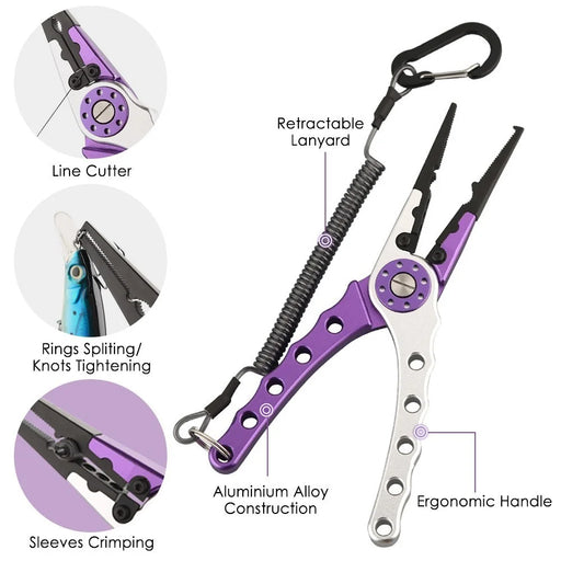 Fishing Pliers Lip Gripper Set Aluminum Alloy Fish Holder Fishing Scissors with Lanyards - Blue - 2