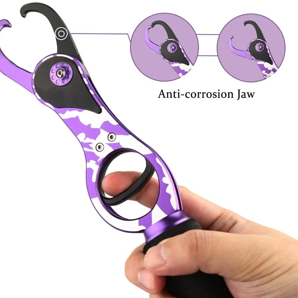 Fishing Pliers Lip Gripper Set Aluminum Alloy Fish Holder Fishing Scissors with Lanyards - Blue - 7
