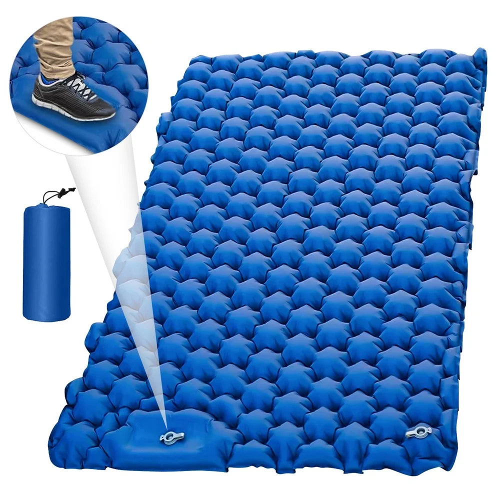 2 Person Lightweight Camping Mat Portable Air Mattress Waterproof Inflatable Sleeping Pad for Backpacking Hiking (No Pillow) - Dark Blue - 2