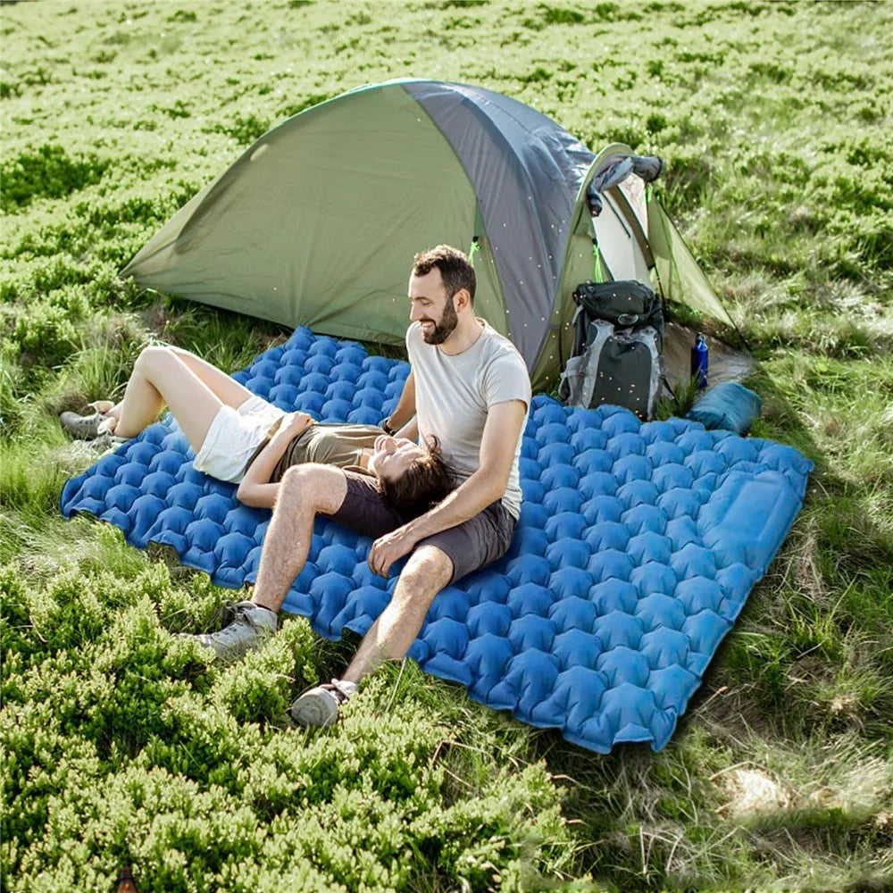 2 Person Lightweight Camping Mat Portable Air Mattress Waterproof Inflatable Sleeping Pad for Backpacking Hiking (No Pillow) - Dark Blue - 3