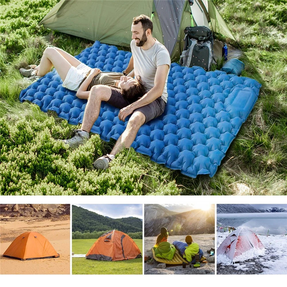 2 Person Lightweight Camping Mat Portable Air Mattress Waterproof Inflatable Sleeping Pad for Backpacking Hiking (No Pillow) - Dark Blue - 4