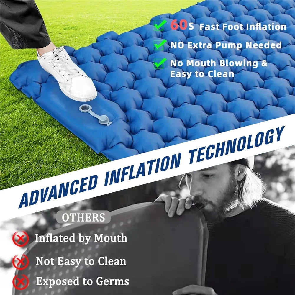 2 Person Lightweight Camping Mat Portable Air Mattress Waterproof Inflatable Sleeping Pad for Backpacking Hiking (No Pillow) - Dark Blue - 5