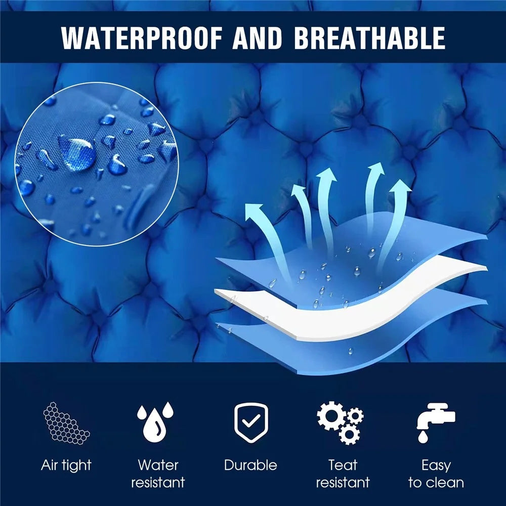 2 Person Lightweight Camping Mat Portable Air Mattress Waterproof Inflatable Sleeping Pad for Backpacking Hiking (No Pillow) - Dark Blue - 6
