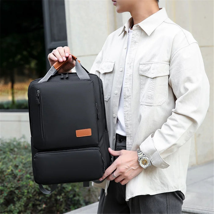 3Pcs Backpack Set Women Men 14.5-inch Laptop Backpack Shoulder Bag Small Pocket for Travel School Work - Black - 5