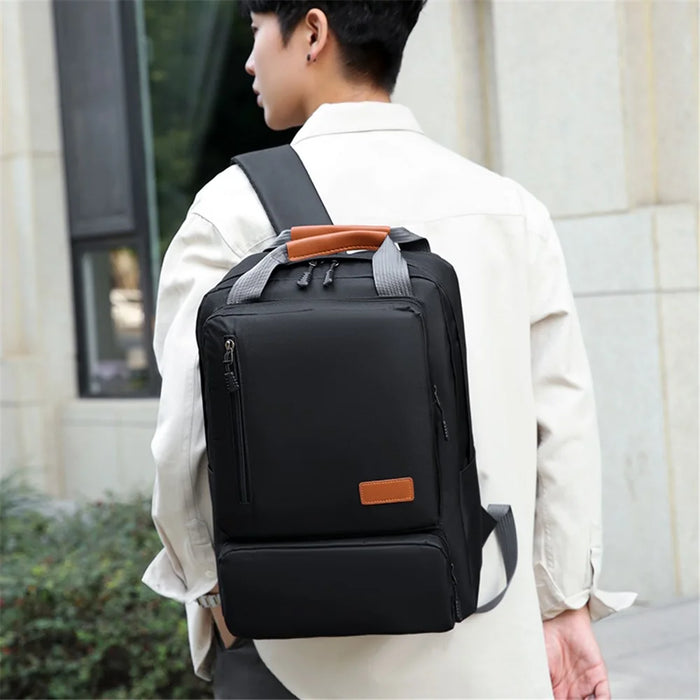 3Pcs Backpack Set Women Men 14.5-inch Laptop Backpack Shoulder Bag Small Pocket for Travel School Work - Black - 7