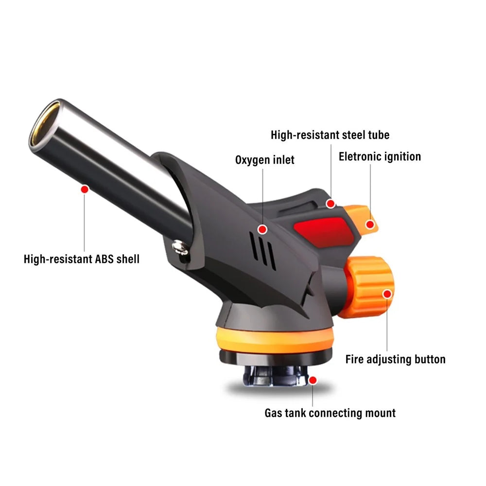 Butane Torch Kitchen Torch Lighter Adjustable Flame No Leaking Reversible Culinary Torch For Cooking Baking Barbecue - Black - 5