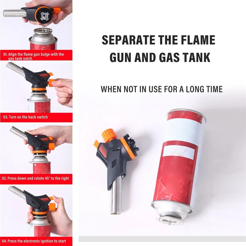 Butane Torch Kitchen Torch Lighter Adjustable Flame No Leaking Reversible Culinary Torch For Cooking Baking Barbecue - Black - 7