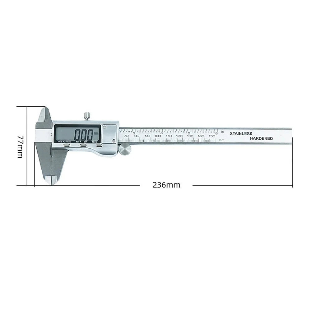 Electronic Digital Vernier Caliper 150mm Metric Wear-resistant Stainless Steel Measuring Tool for Inside Outside Depth Length Height and Thickness Measurements - 6