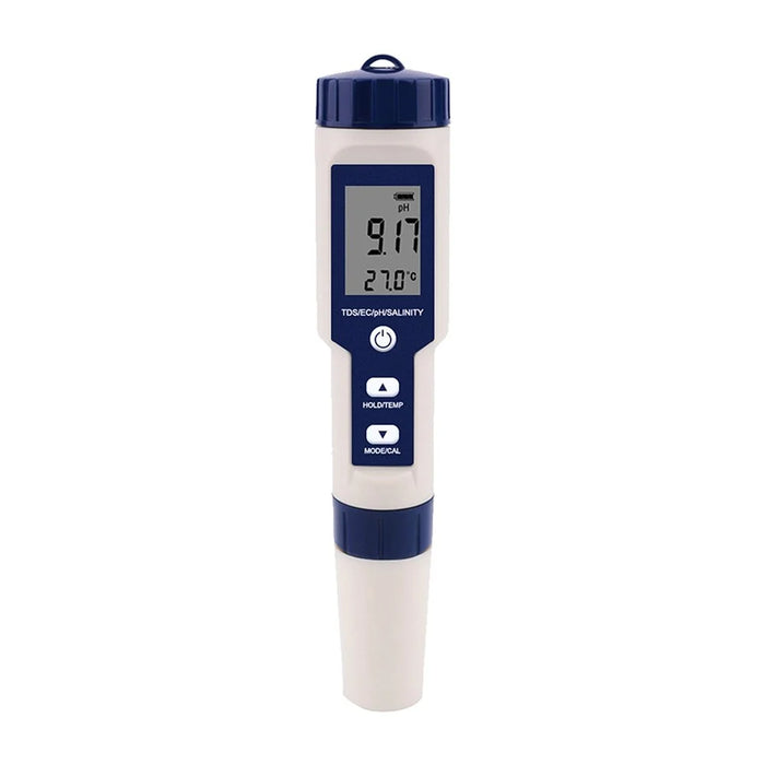 Water Quality Tester 5-in-1 Multi-Parameter Water Testing Meter IP67 Digital LCD Water Quality Monitor PH/TDS/EC/Temperature/Salinity Analyzer Detector - 4