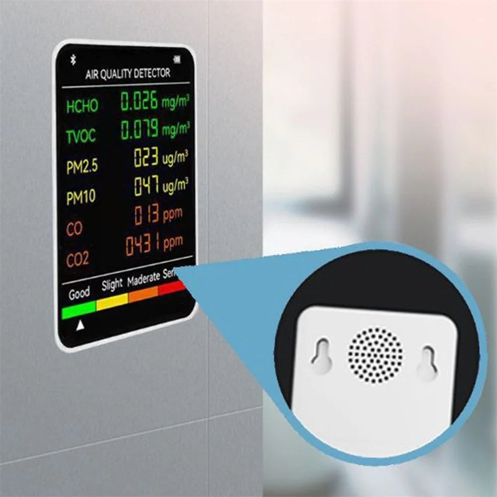 6 In 1 PM2.5 PM10 HCHO TVOC CO CO2 Multifunctional Air Quality Detector LCD Screen Display Air Quality Tester - Black - 3