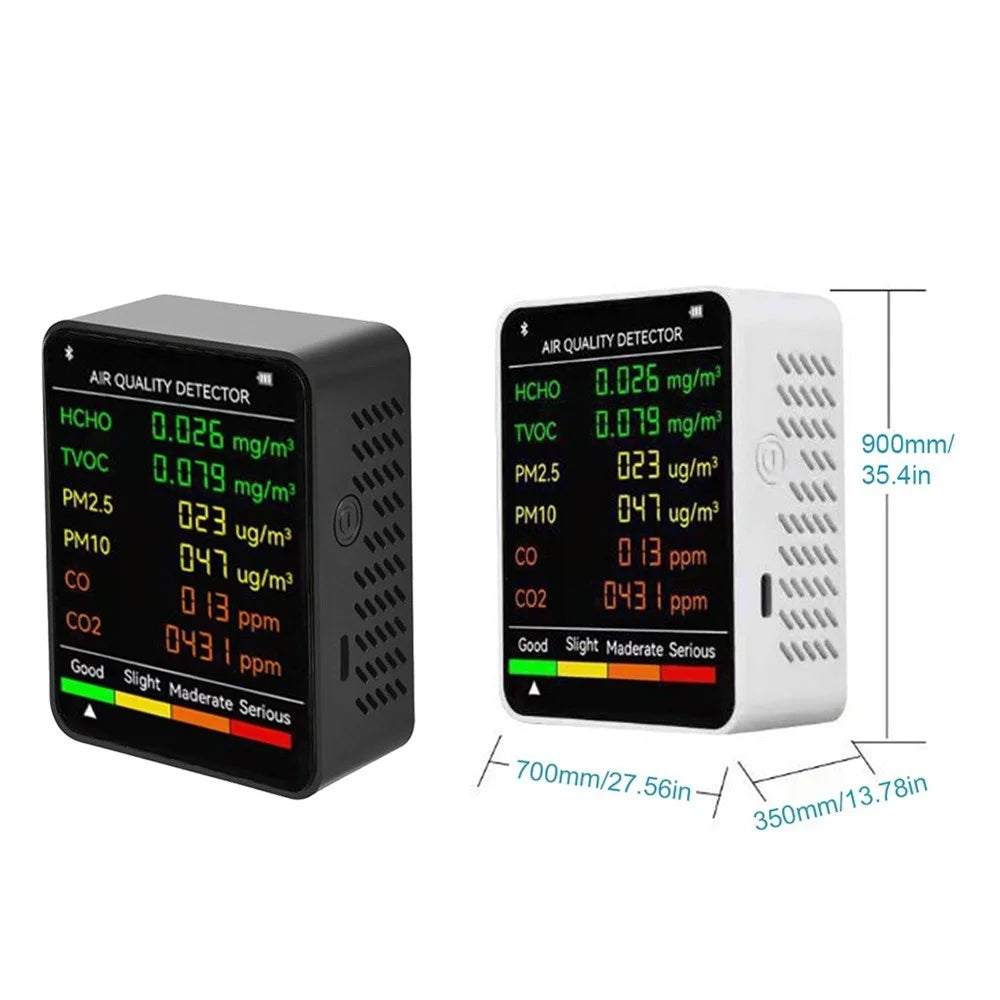 6 In 1 PM2.5 PM10 HCHO TVOC CO CO2 Multifunctional Air Quality Detector LCD Screen Display Air Quality Tester - Black - 5