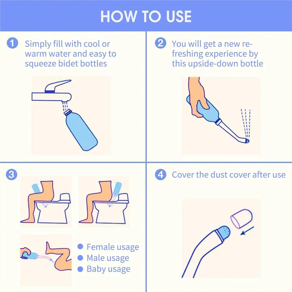 Portable Travel Bidet Electric Mini Atomizer with 2 Nozzle Spray 500ml Cap for Childbirth Cleaner Postpartum Care Driver - 3
